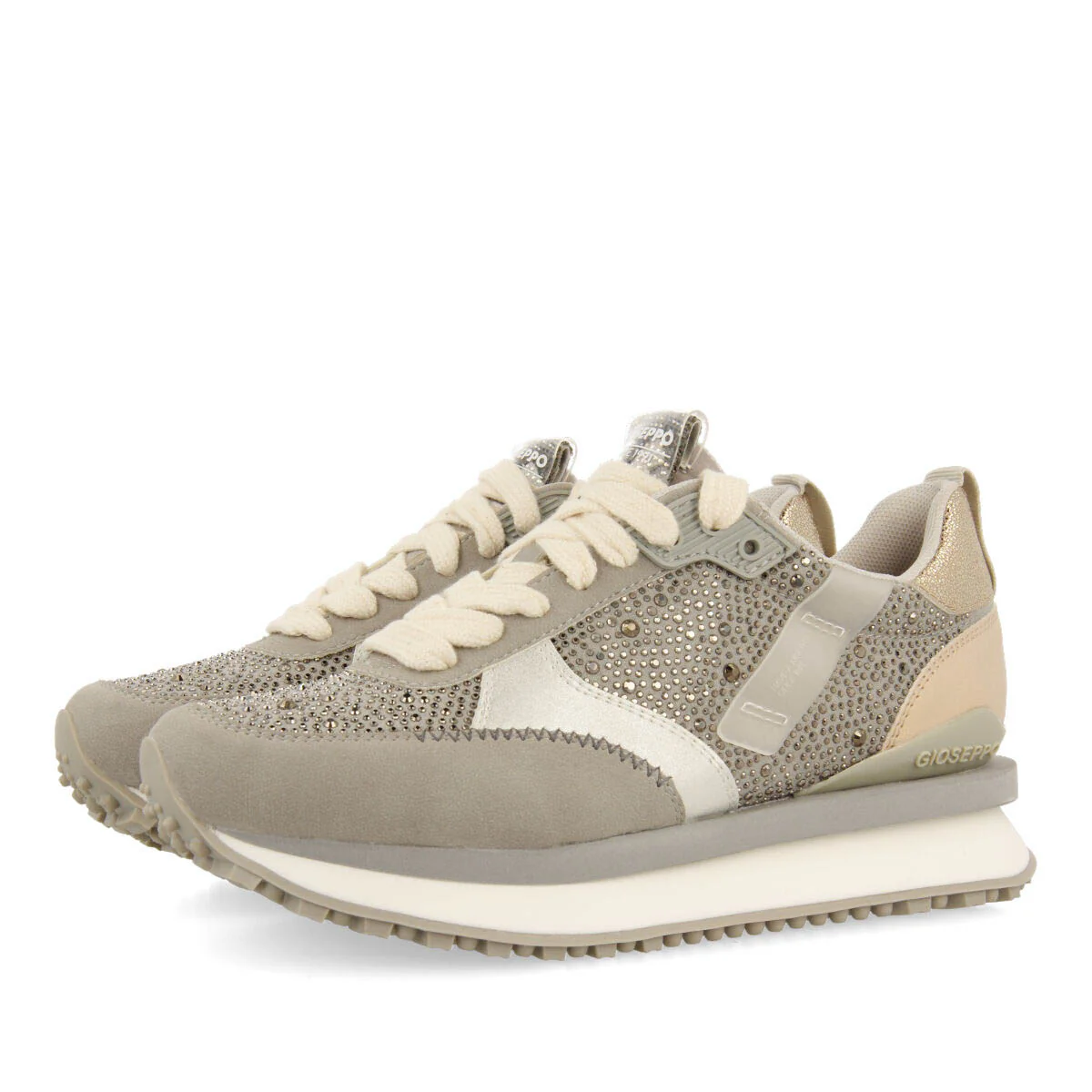 Ethan women's grey monochrome sneakers with crystals - Image 2