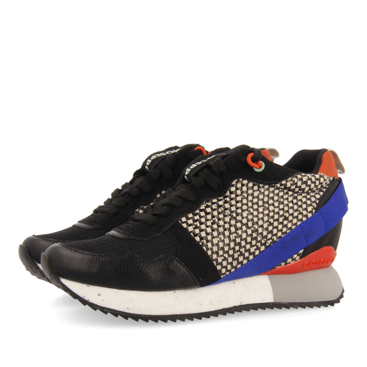 Evosges women's textured black sneakers with details and inner wedges - Image 2