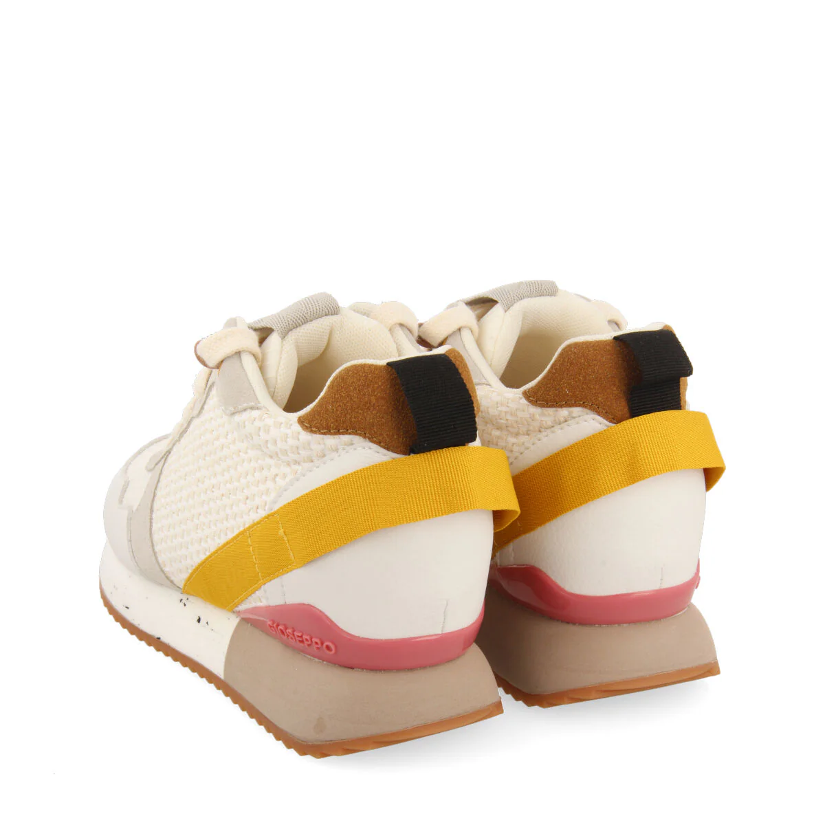 Evosges women's textured white sneakers with details and inner wedges - Image 4