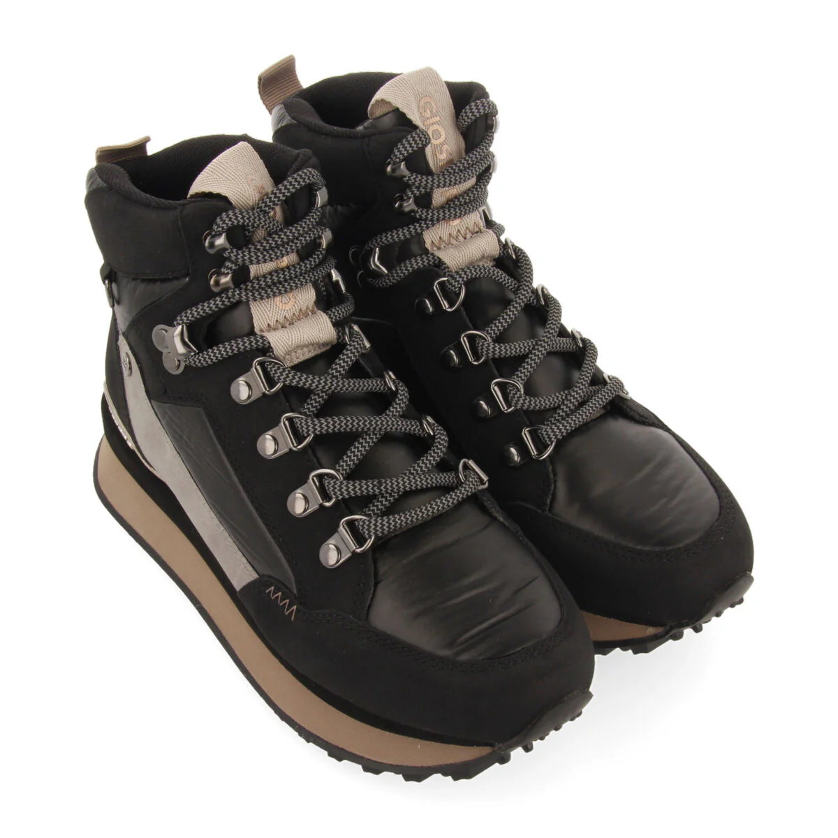 Ferney women's black mountain boot-style sneakers with details - Image 3