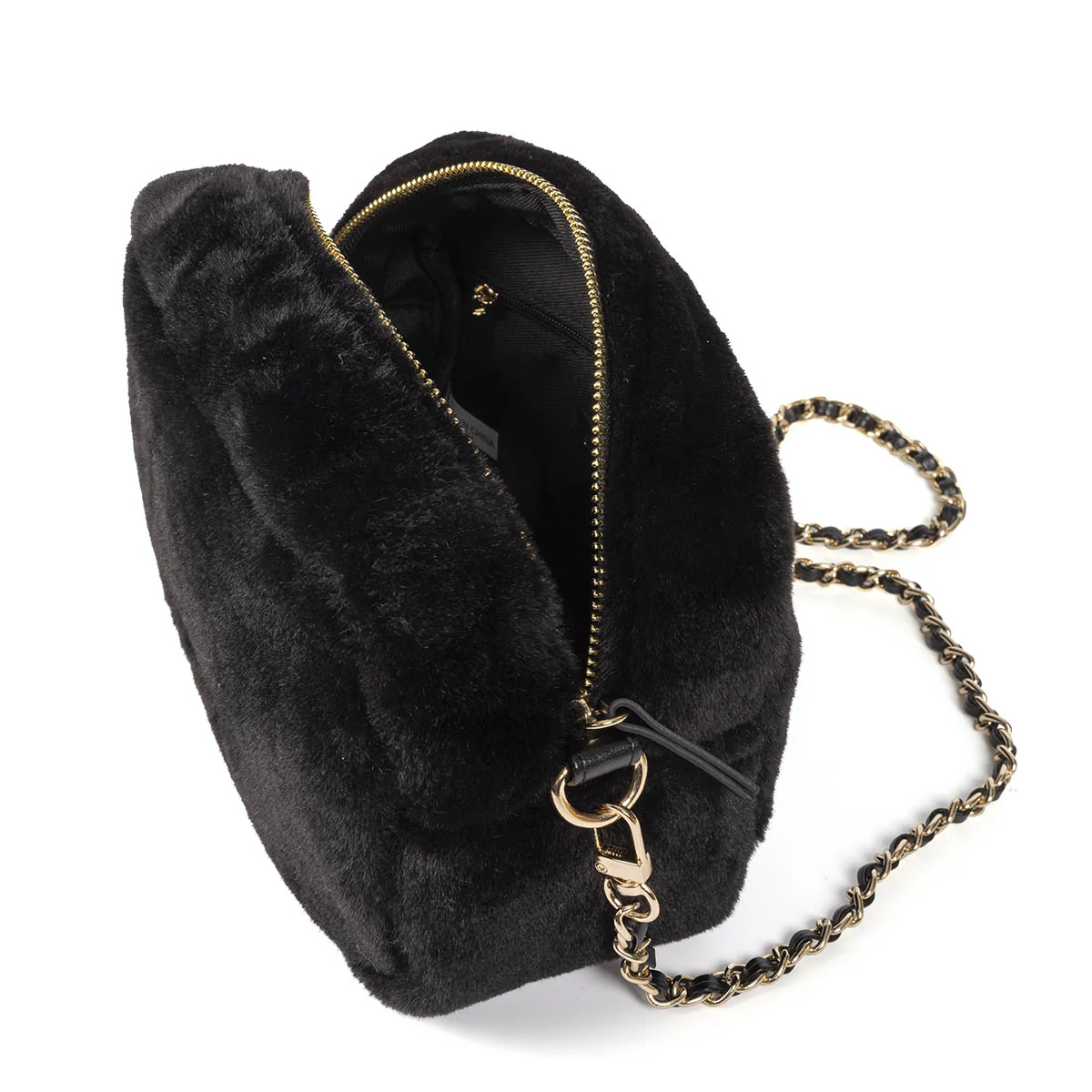 Fiss furry black bag with chain strap - Image 4