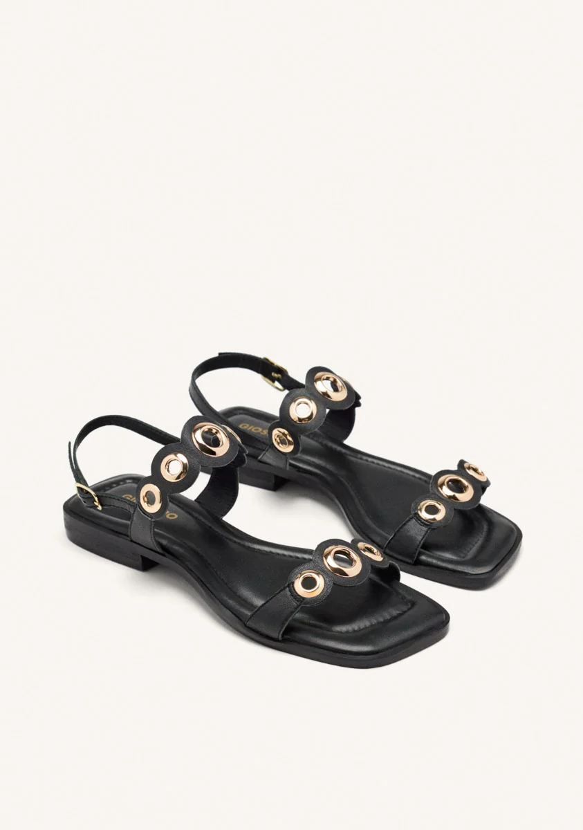 FLAT LEATHER SANDALS WITH EYELETS SIREN - Image 2