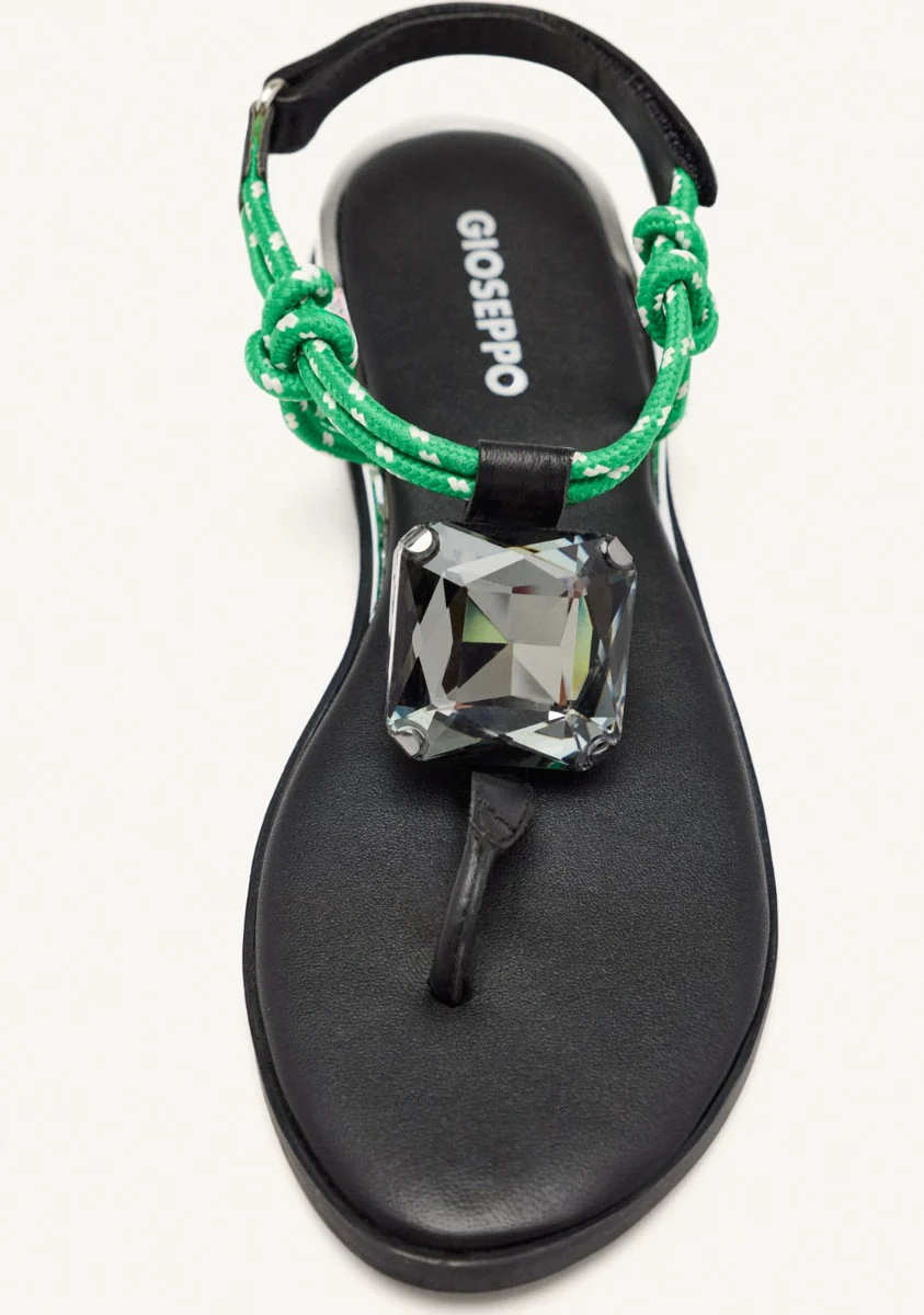 FLAT SANDALS WITH RHINESTONE LEATHER OAKDALE - Image 3