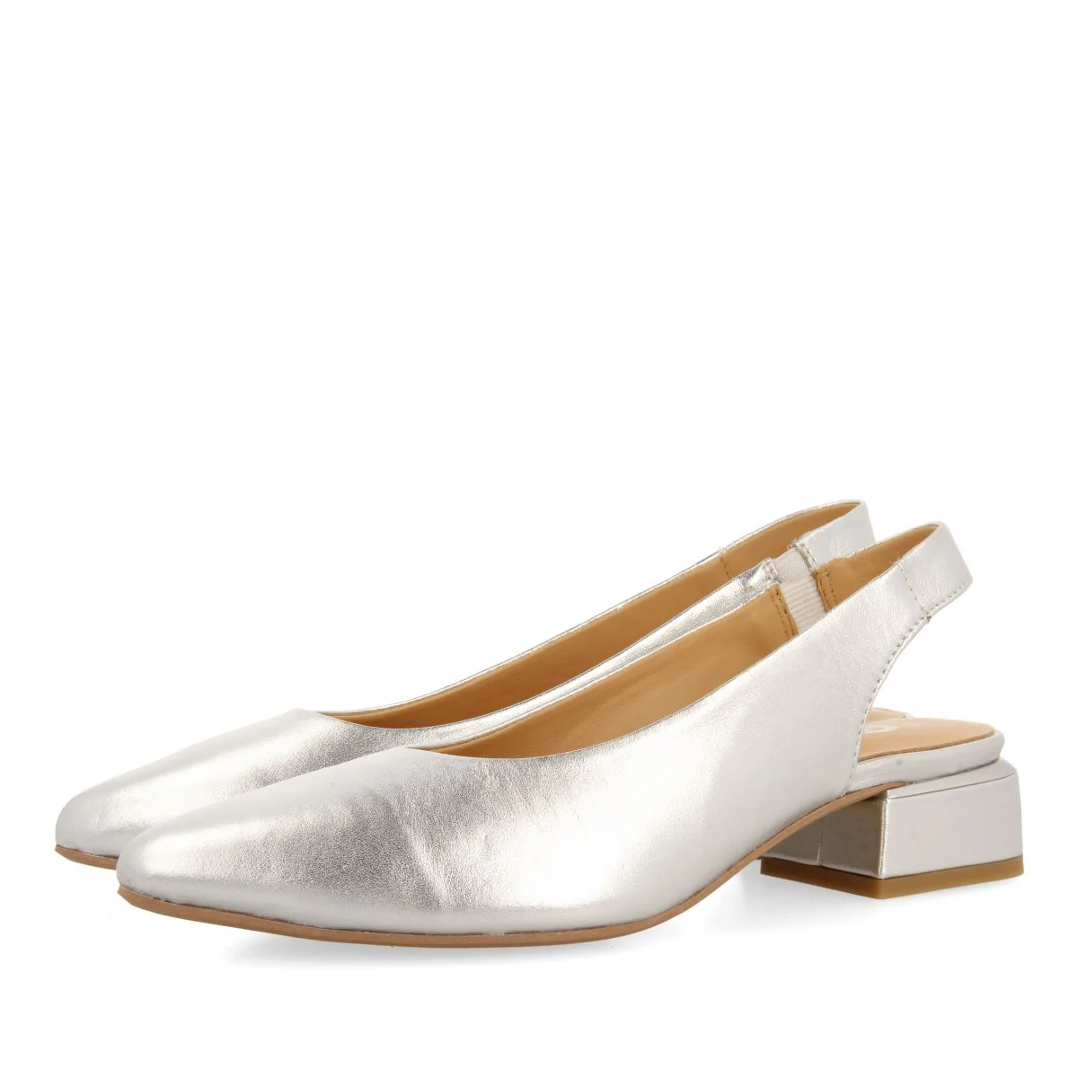 FLAT SILVER LEATHER BALLET FLATS FOR WOMEN OBROVAC - Image 3