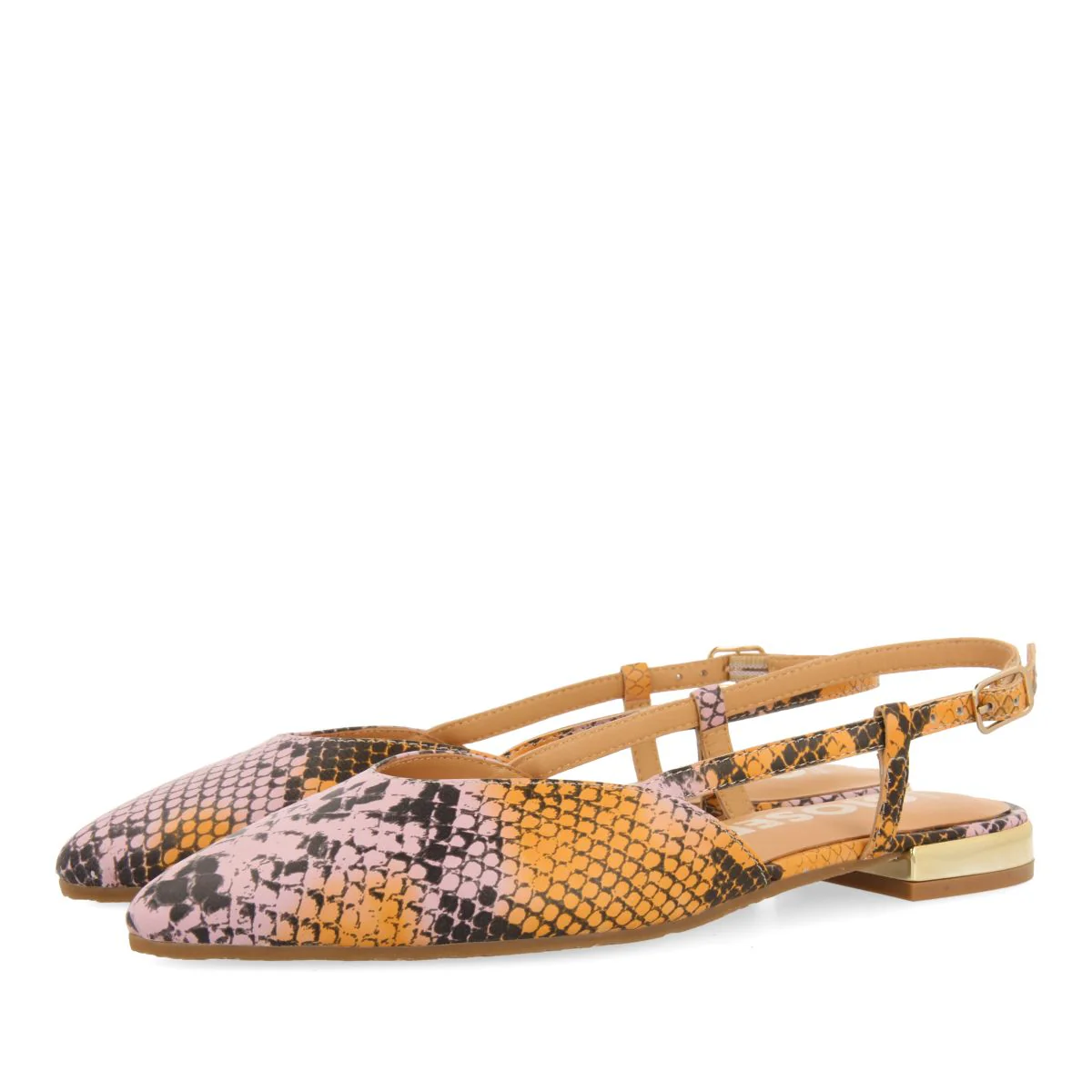 FLAT SNAKE PRINT LEATHER POINTED TOE BALLERINAS FOR WOMEN LASCARI - Image 2