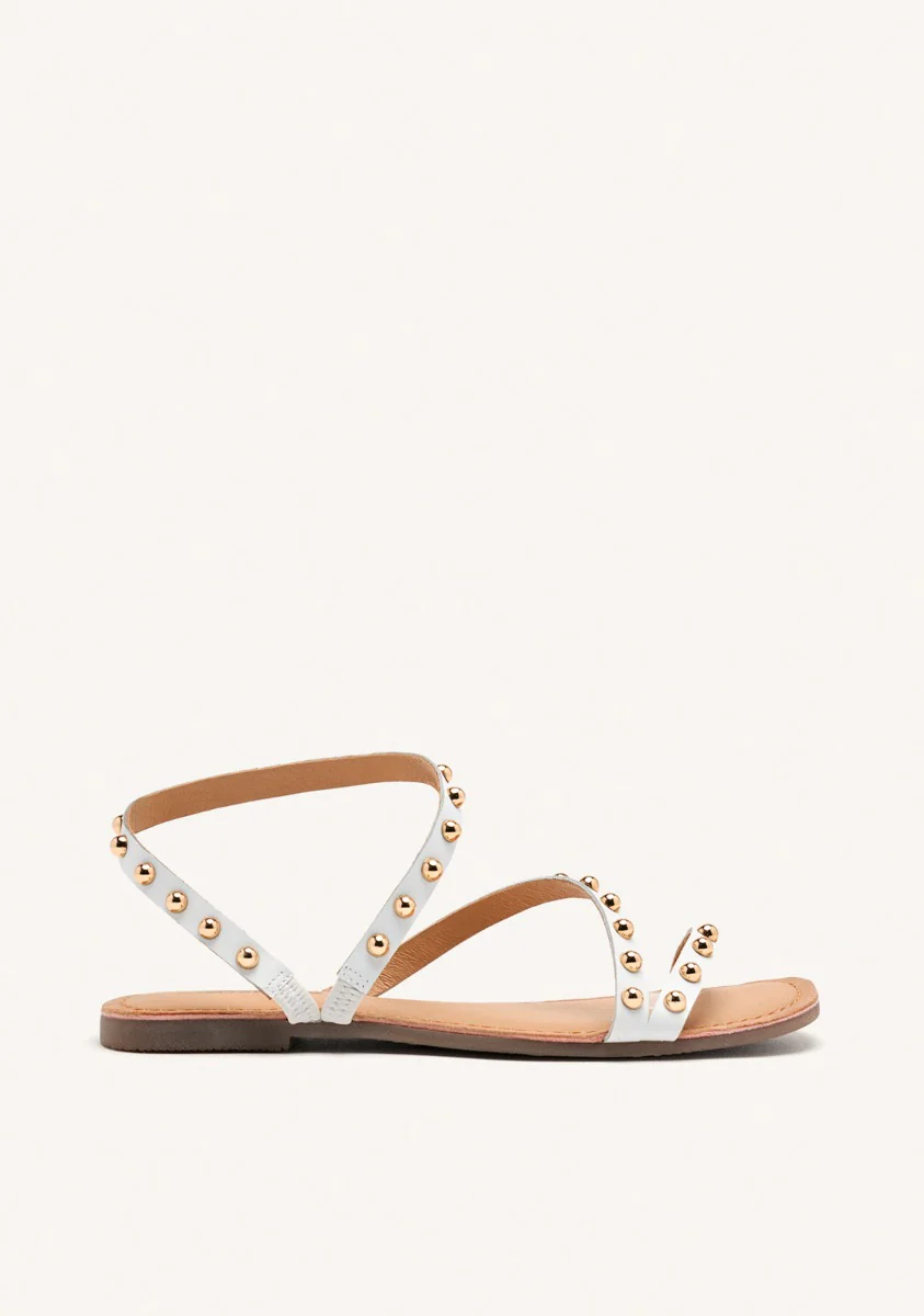 FLAT STUDDED LEATHER SANDALS NECEDAH