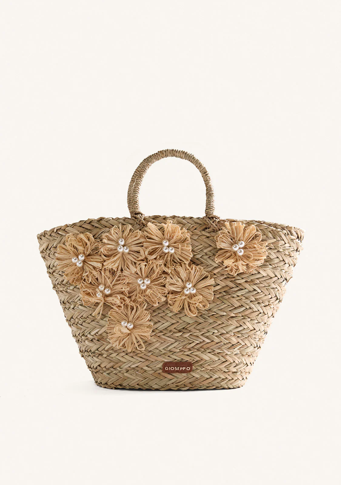 FLOWER STRAW BAG ROSEAU