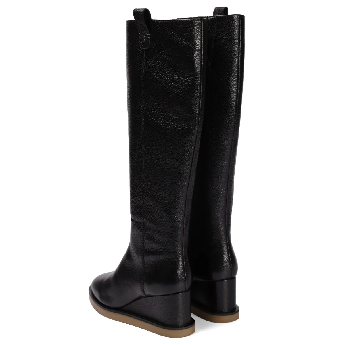 Freuchie women's black leather boots with wedges - Image 4