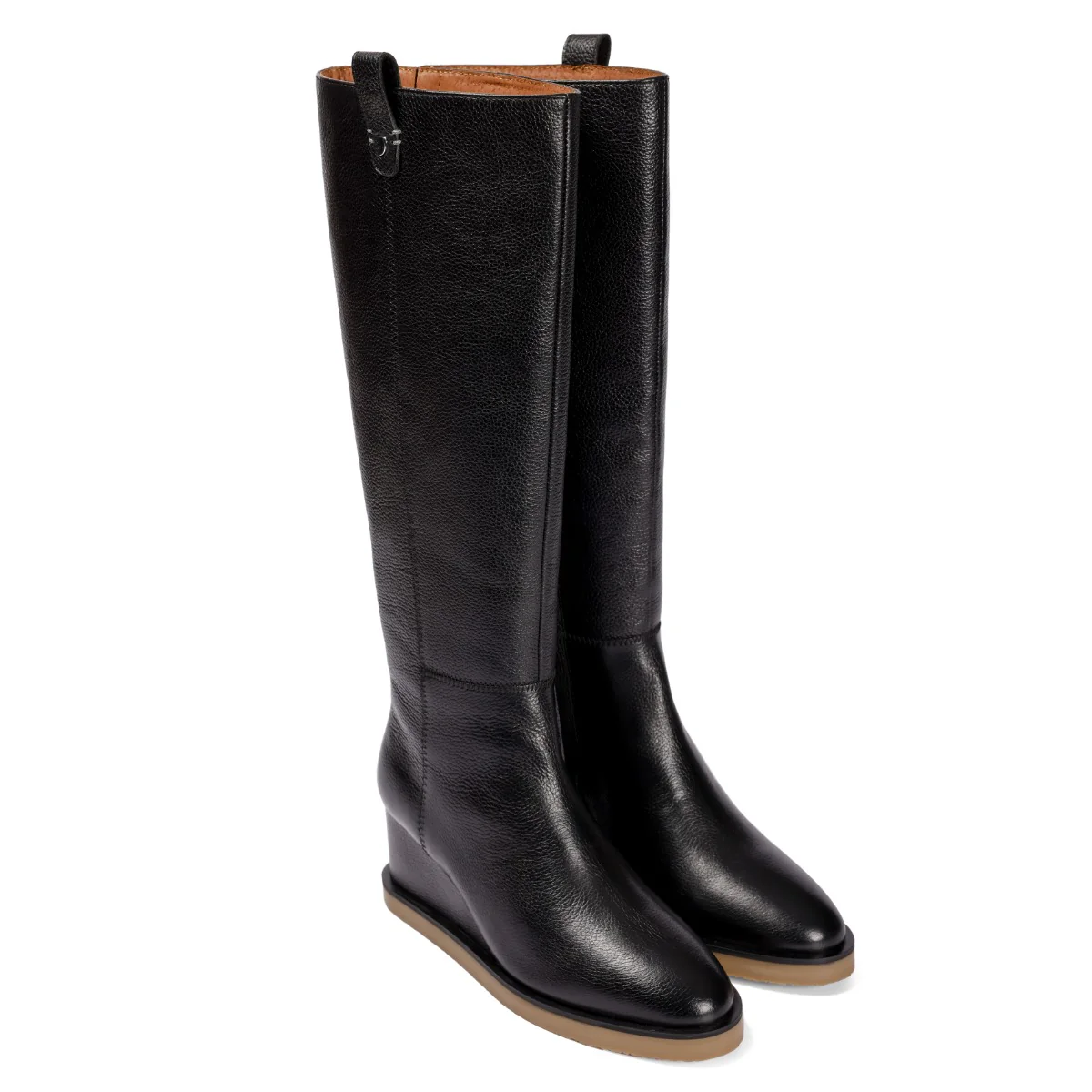 Freuchie women's black leather boots with wedges - Image 5
