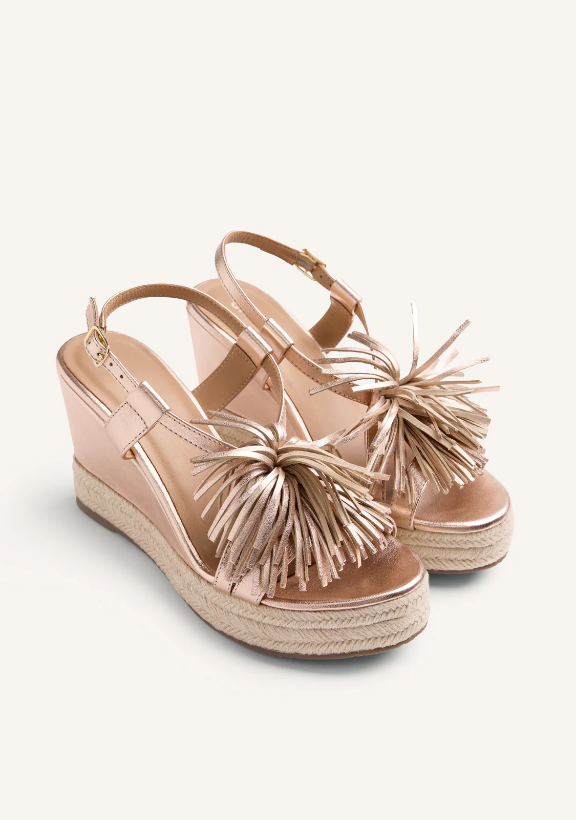 FRINGES SHINY LEATHER WEDGE SANDALS KILOSA - Image 2