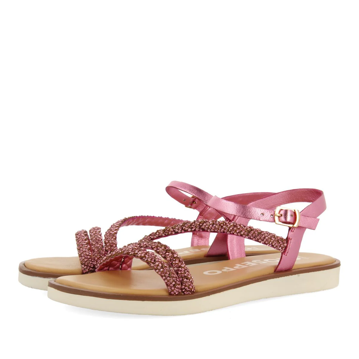 FUCHSIA LEATHER SANDALS WITH STRAPS AND EMBELLISHMENTS FOR WOMEN WALLOWA - Image 2