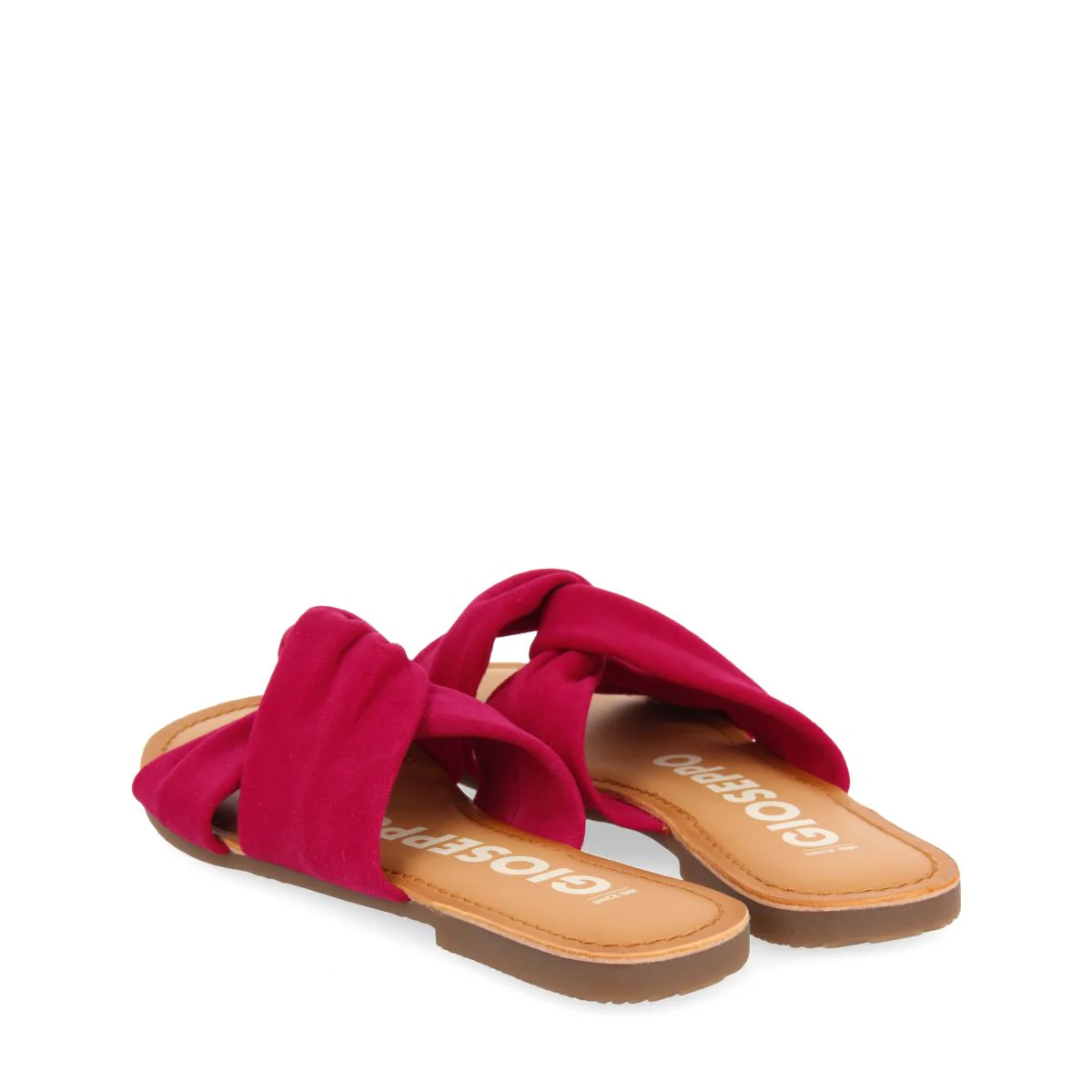 FUCHSIA LEATHER SLIDE STYLE SANDALS FOR WOMEN AGIRA - Image 3