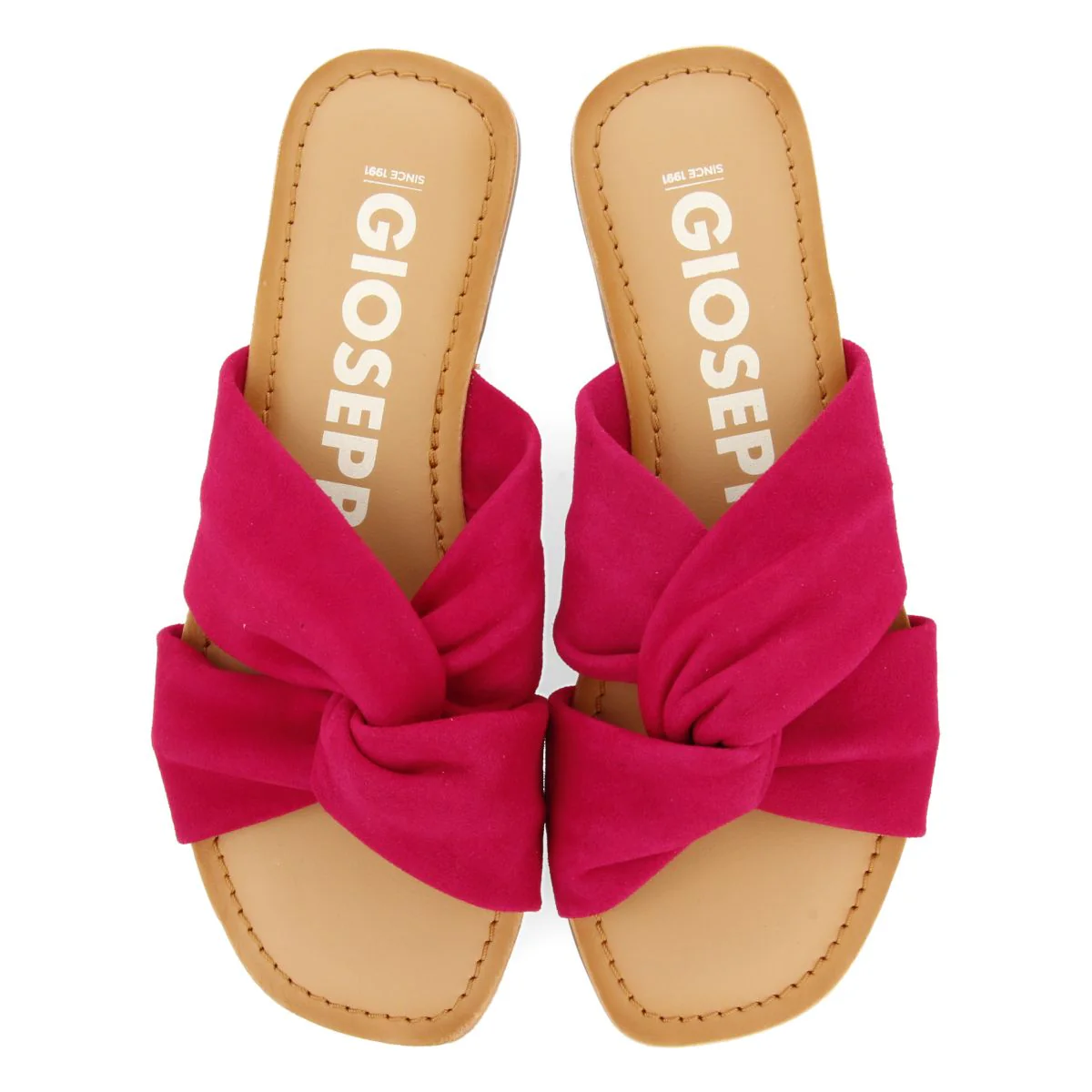 FUCHSIA LEATHER SLIDE STYLE SANDALS FOR WOMEN AGIRA - Image 4
