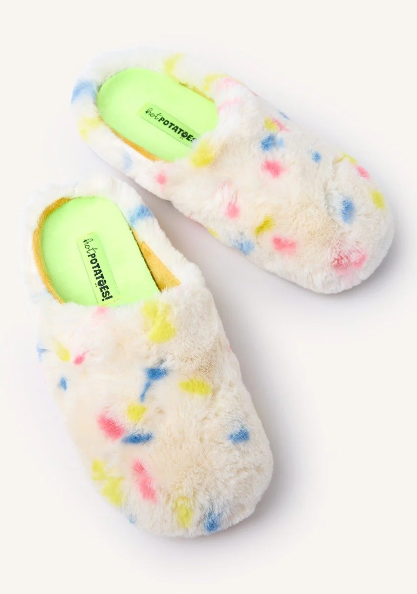 FUR HOUSE SLIPPERS POLKA DOTS SANDWELL - Image 5