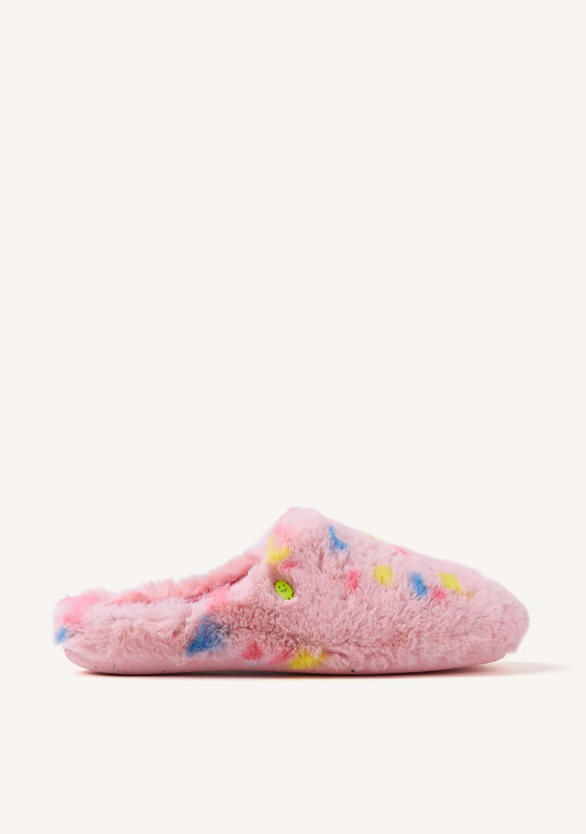 FUR HOUSE SLIPPERS POLKA DOTS SANDWELL