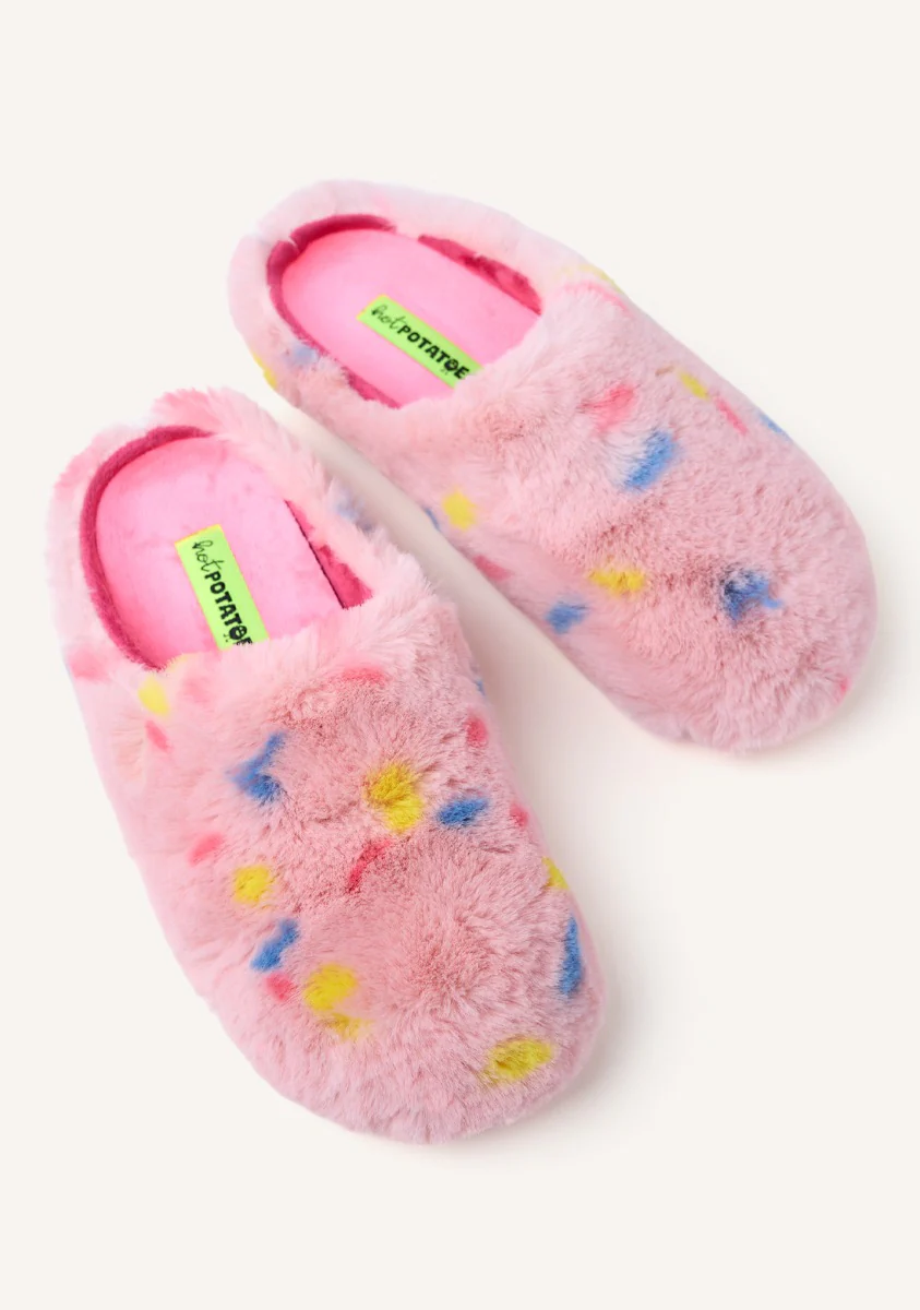FUR HOUSE SLIPPERS POLKA DOTS SANDWELL - Image 5