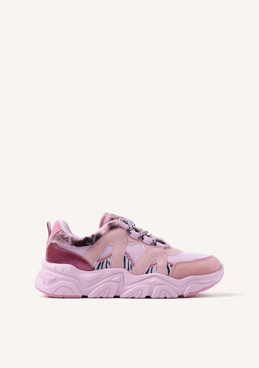 FUR LEATHER SNEAKERS REDBY