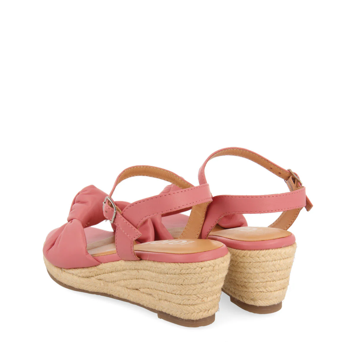 Gamboa women's pink leather sandals with jute wedges - Image 4