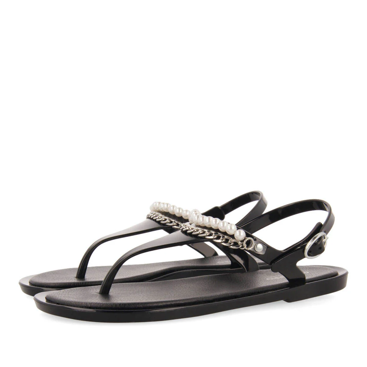 Garachine women's black sandals with mini crystals - Image 5
