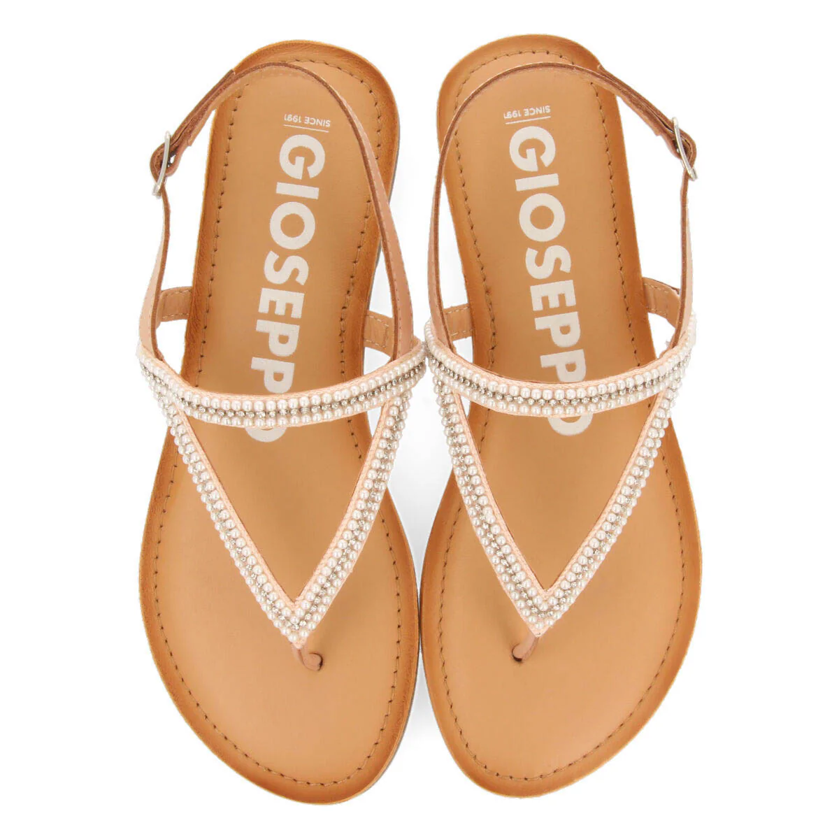 Corlier women's flat nude sandals with straps and decorations - Image 3