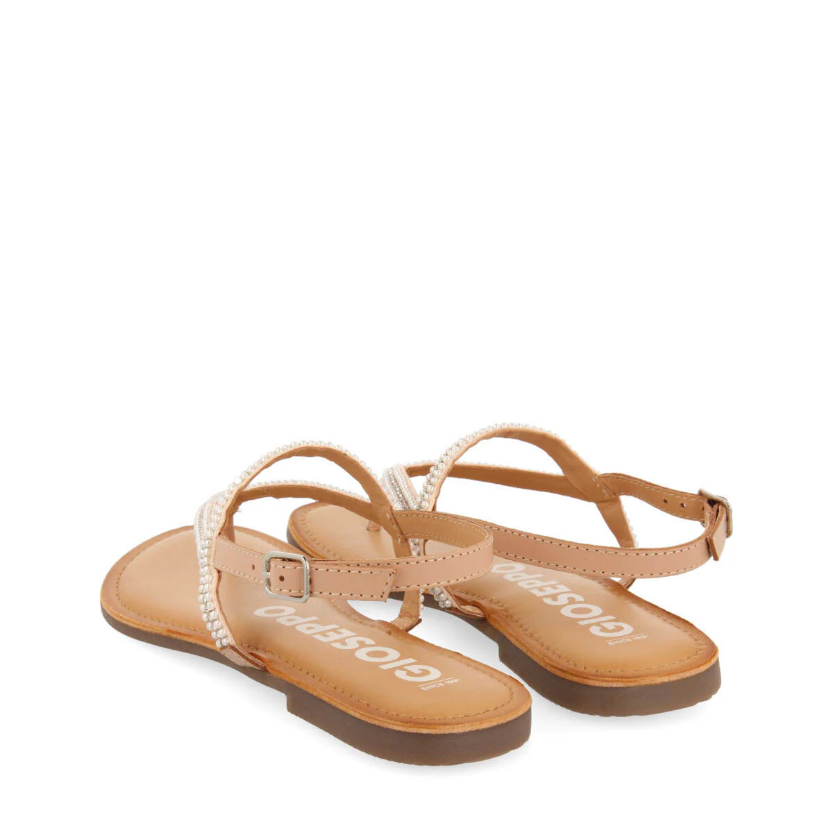 Corlier women's flat nude sandals with straps and decorations - Image 4
