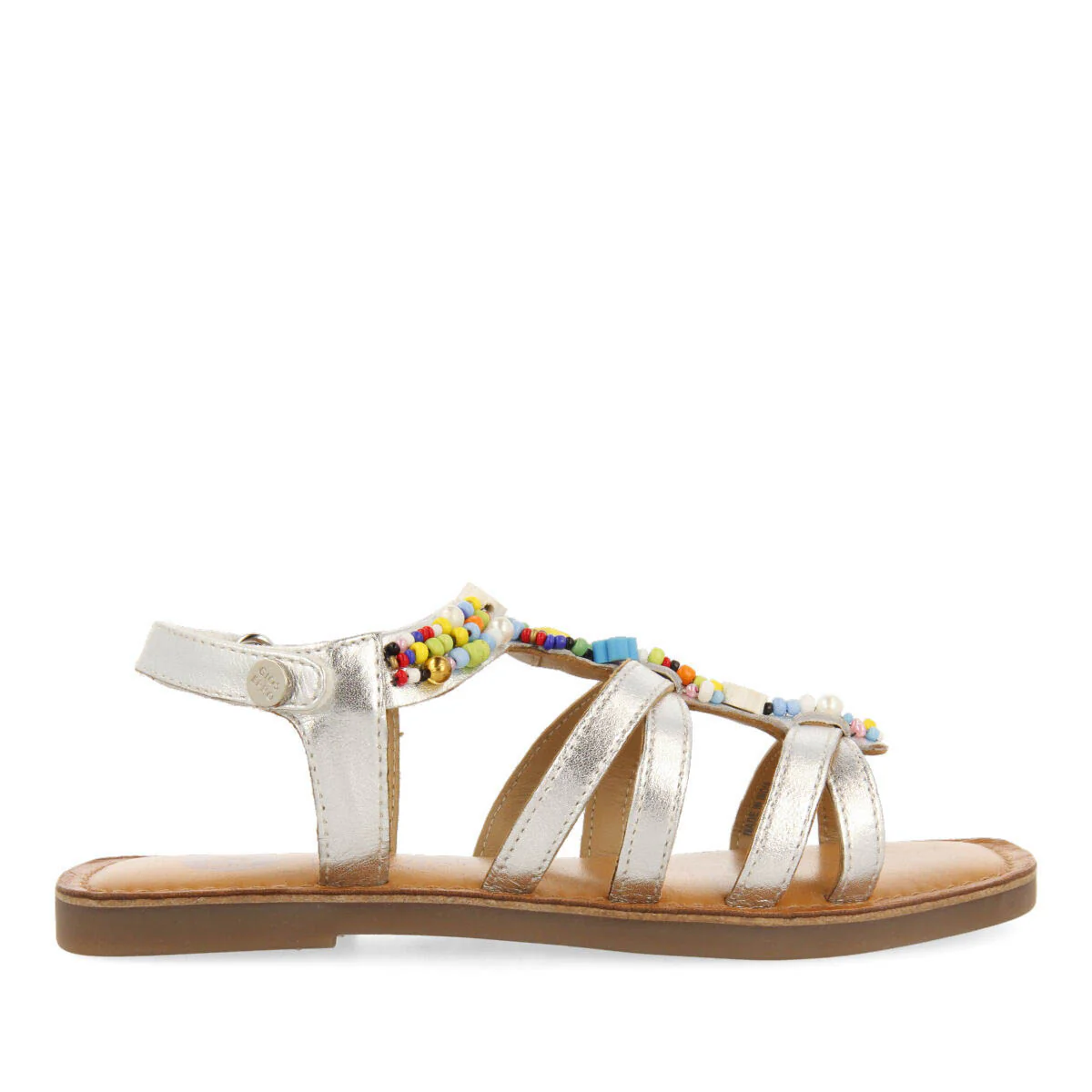 Gazeran girls metallic silver leather roman sandals