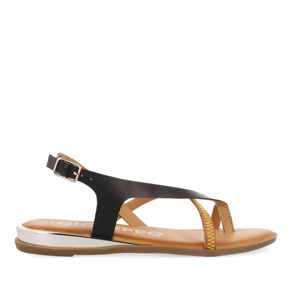 Gioux women's black leather sandals with straps
