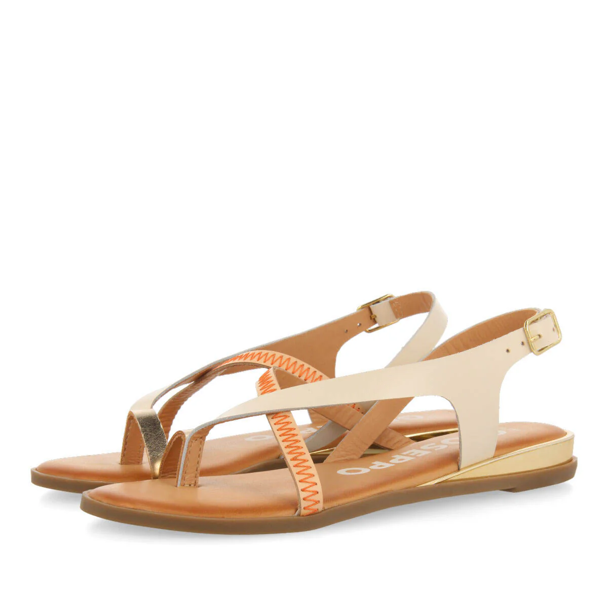 Gioux women's off-white leather sandals with straps - Image 2
