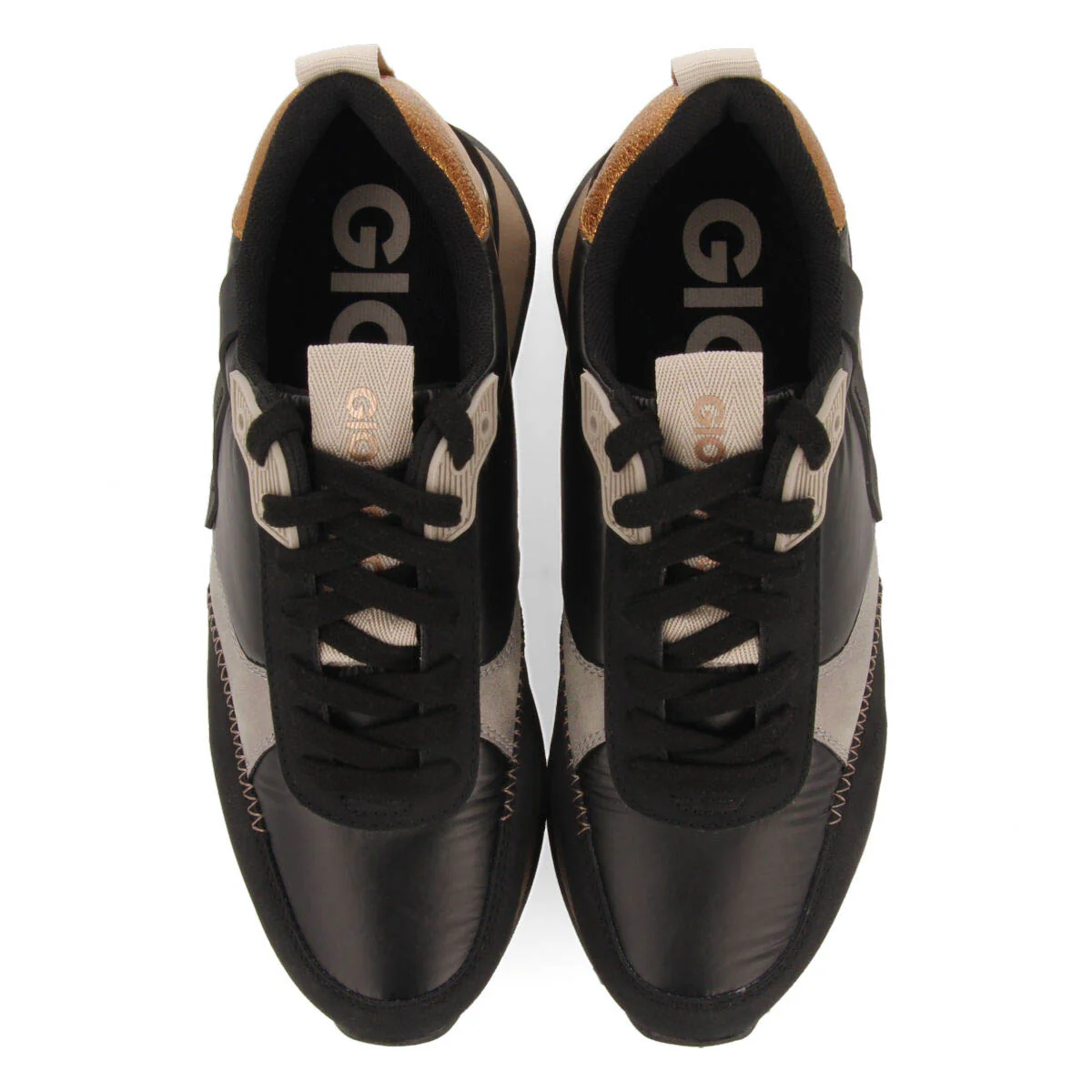 Gladsaxe women's cushioned black monochrome sneakers with details - Image 3