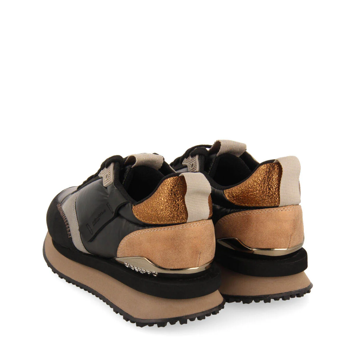 Gladsaxe women's cushioned black monochrome sneakers with details - Image 4