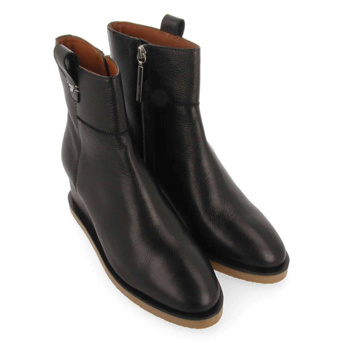Glamis women's black leather ankle boots with wedges - Image 3