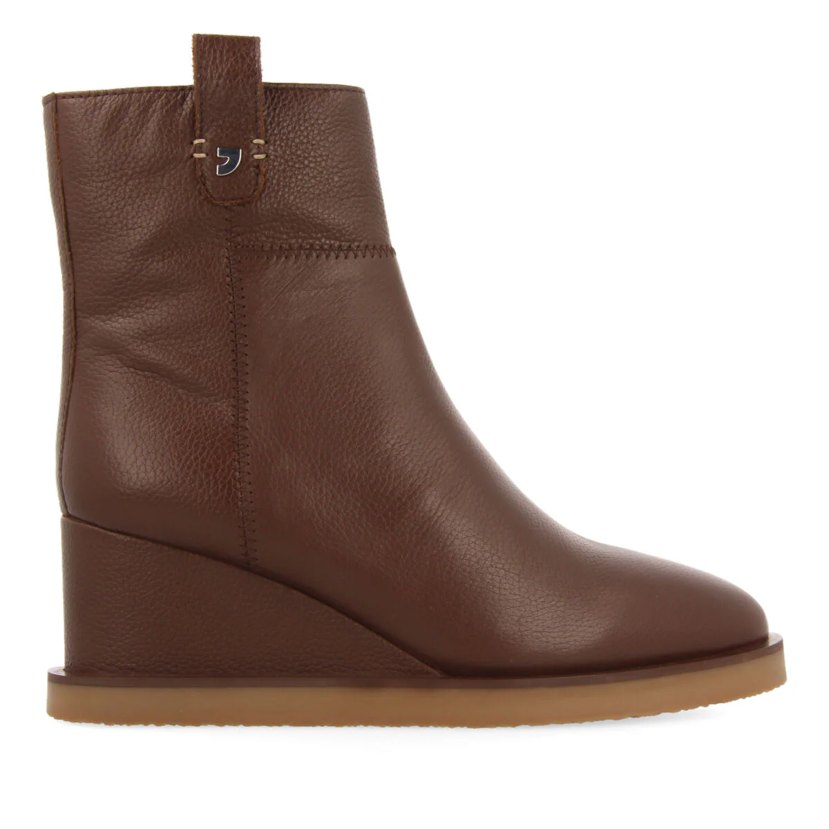 Glamis women's brown leather ankle boots with wedges