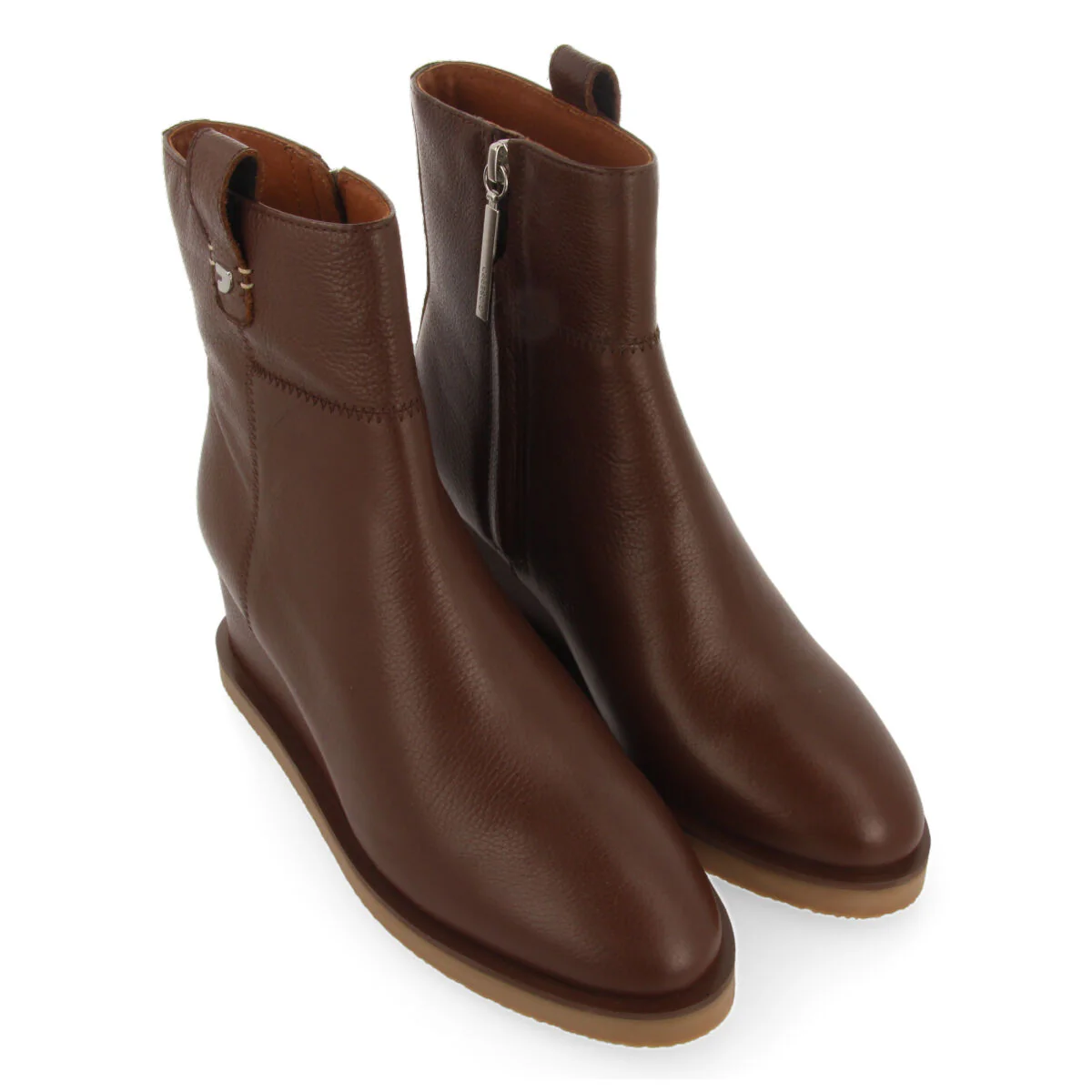 Glamis women's brown leather ankle boots with wedges - Image 3