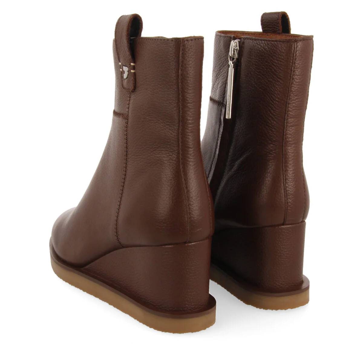 Glamis women's brown leather ankle boots with wedges - Image 4
