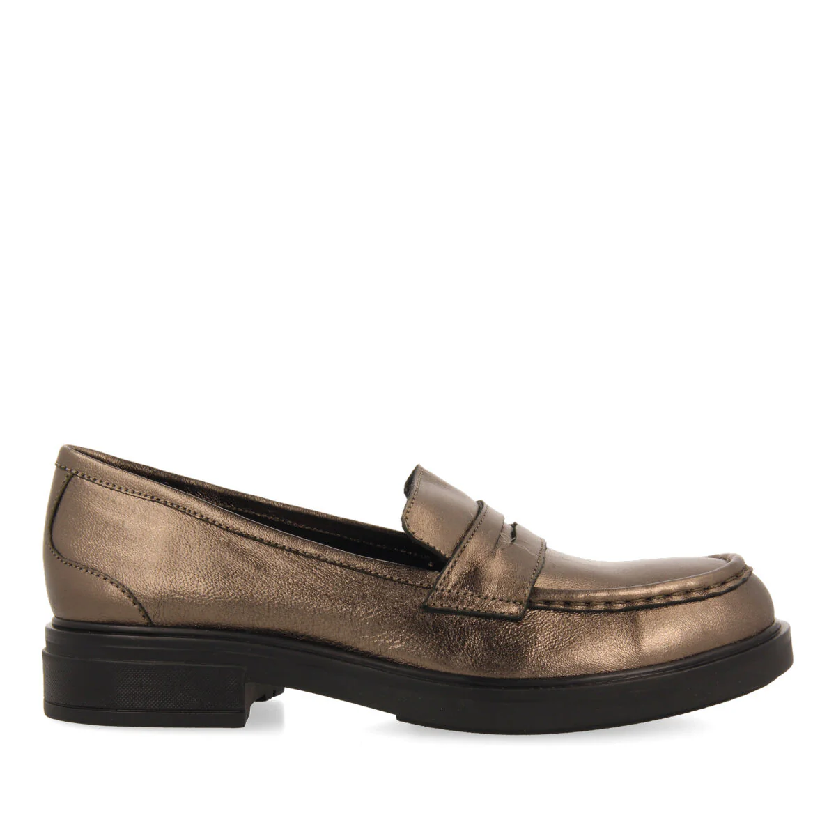 Glentofte women's dark silver leather moccasins