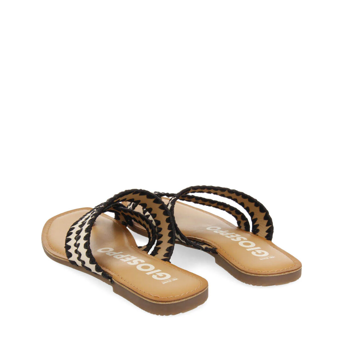 Goias women's off-white leather sandals with decorative raffia stitching - Image 4