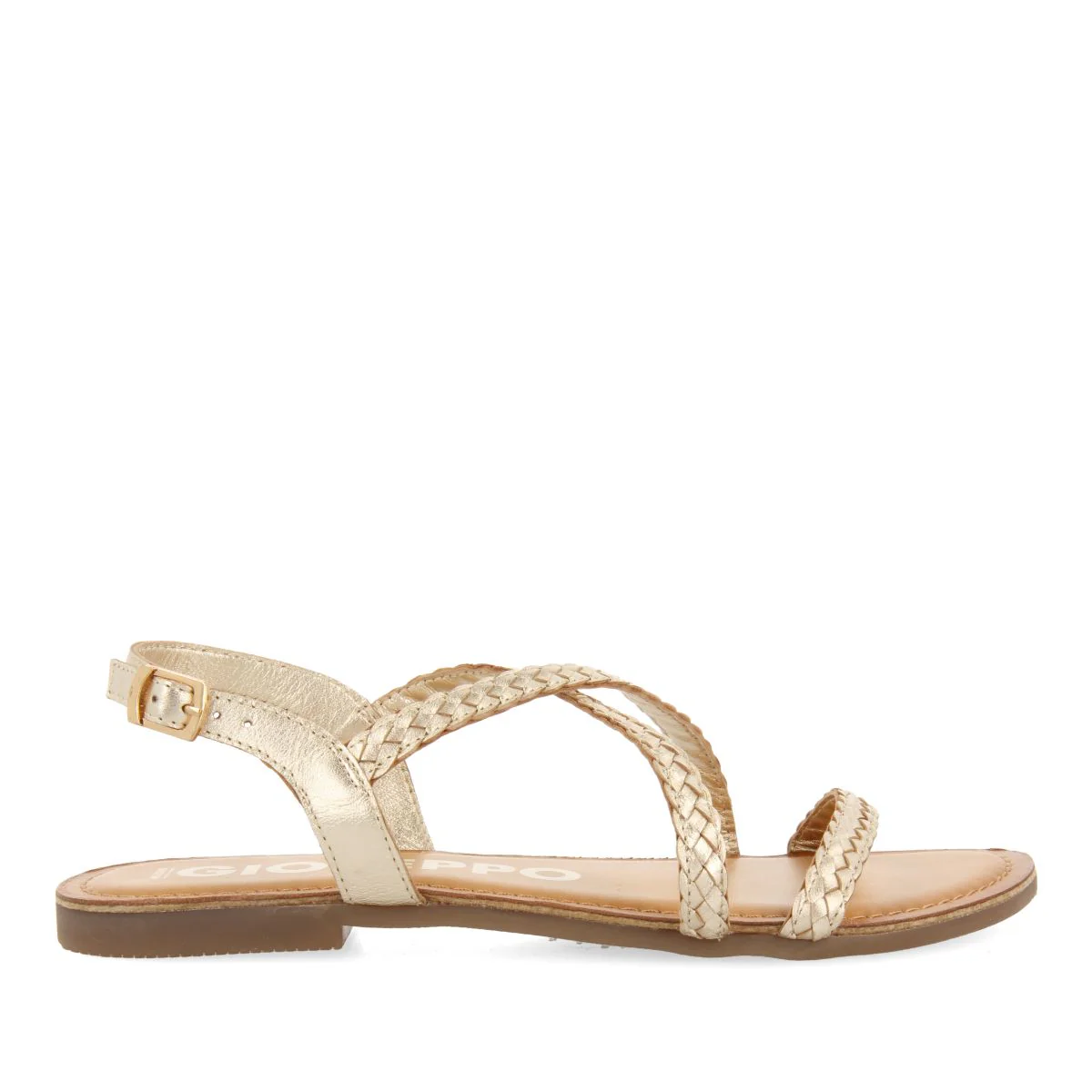 GOLDEN BRAIDED LEATHER SANDALS FOR WOMEN CAPACI