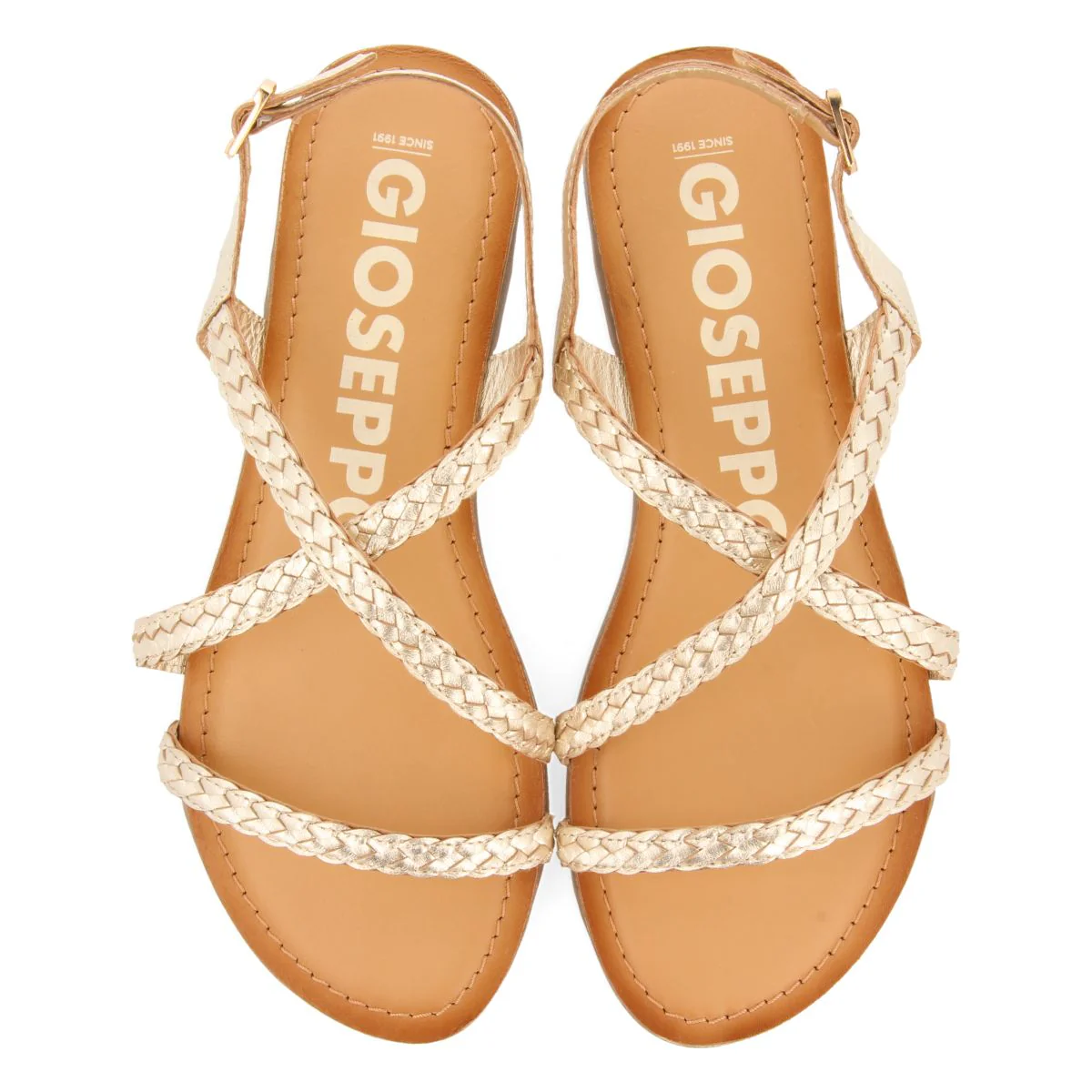 GOLDEN BRAIDED LEATHER SANDALS FOR WOMEN CAPACI - Image 4