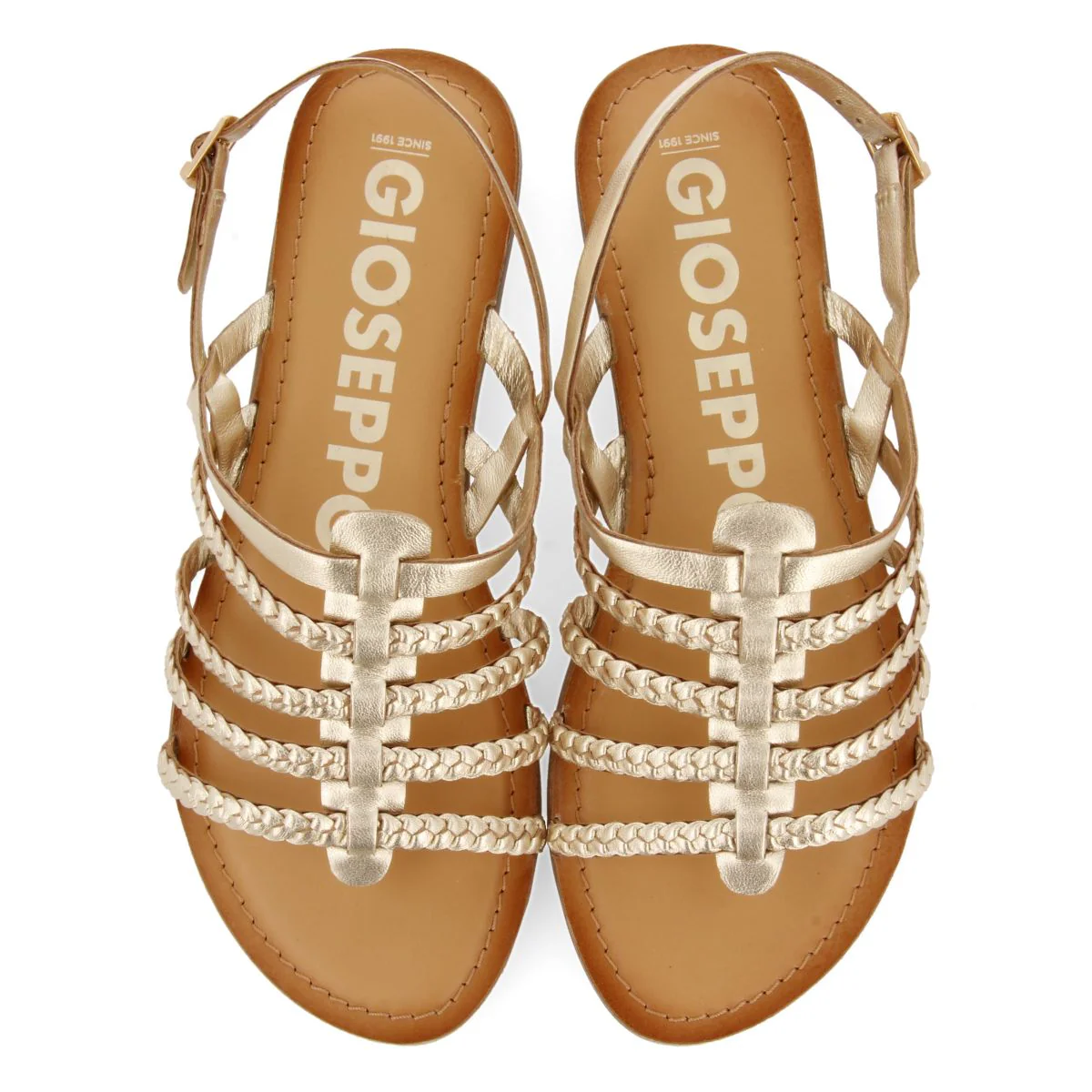 GOLDEN BRAIDED LEATHER SANDALS FOR WOMEN LIMINA - Image 5