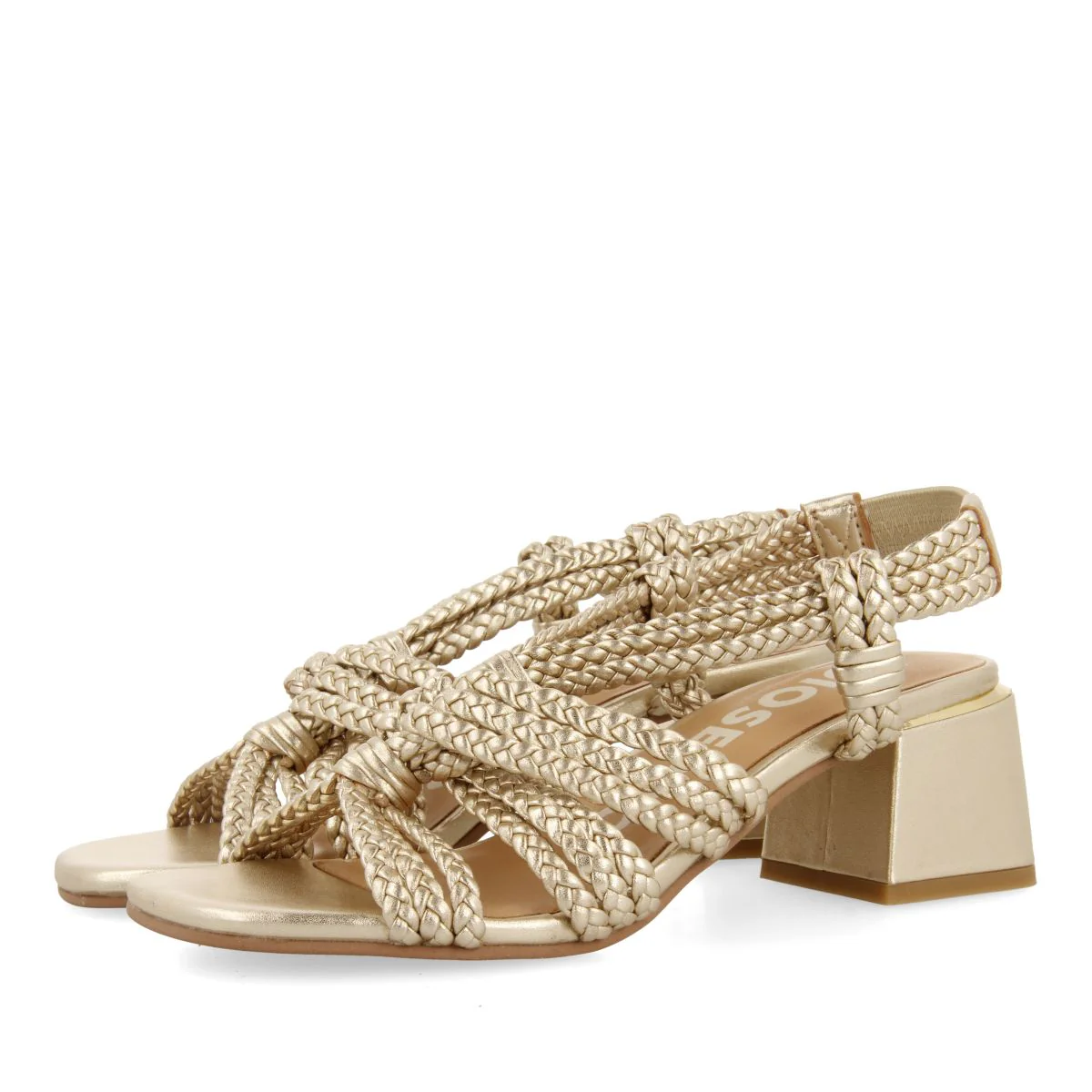 GOLDEN HEEL SANDALS WITH BRAIDED LEATHER FOR WOMEN MALIQ - Image 2