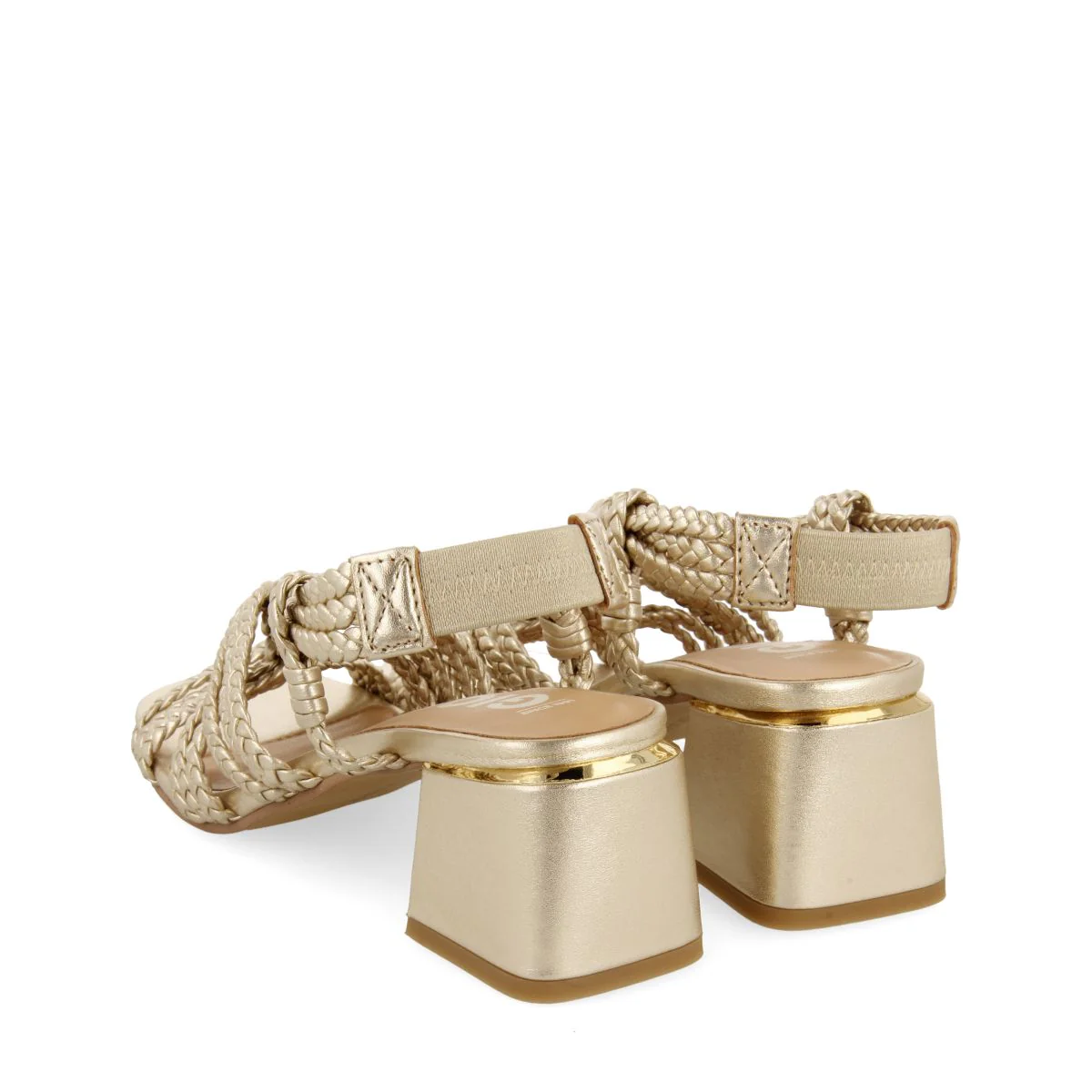 GOLDEN HEEL SANDALS WITH BRAIDED LEATHER FOR WOMEN MALIQ - Image 3