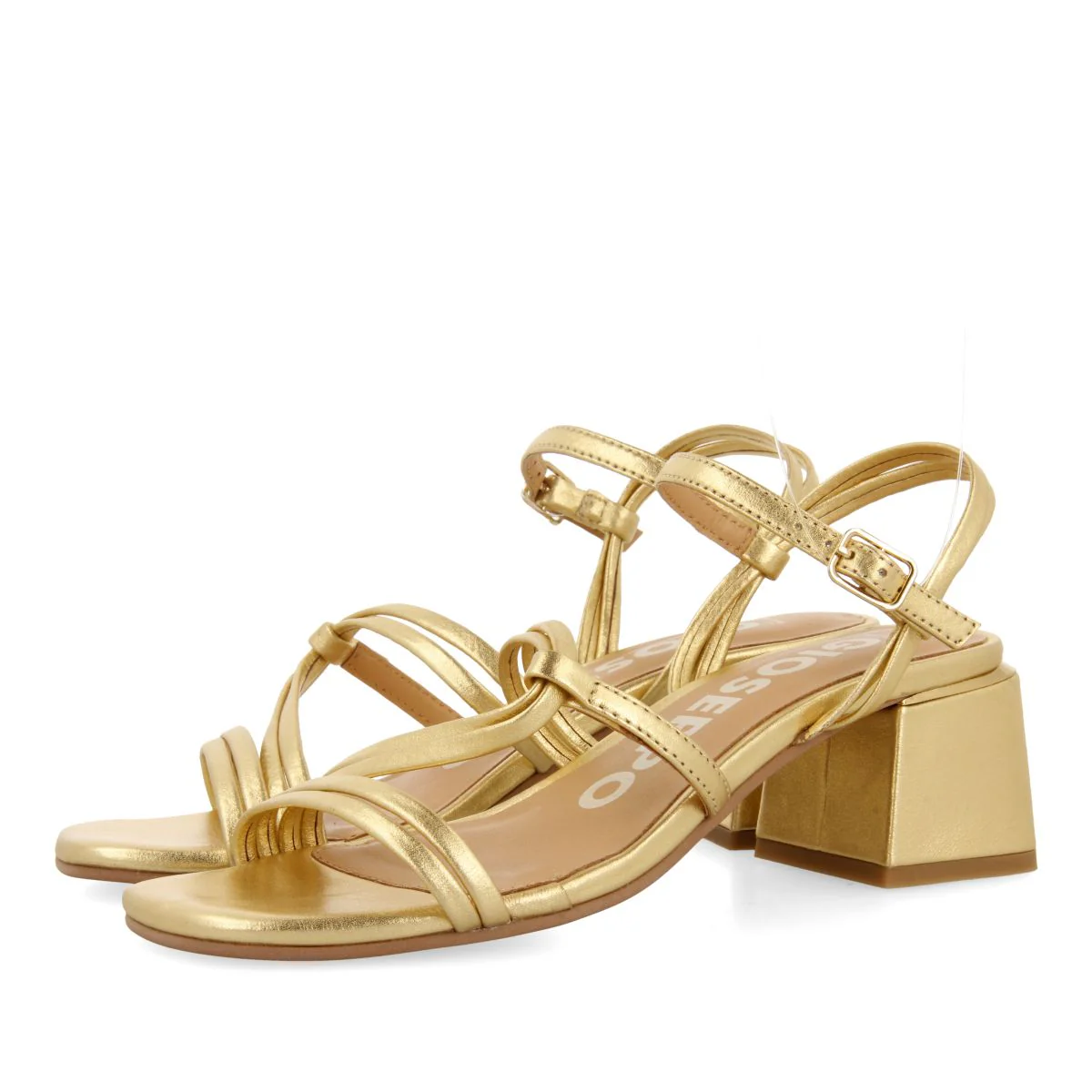 GOLDEN HEEL SANDALS WITH BRAIDED STRAPS FOR WOMEN PUSTEC - Image 2