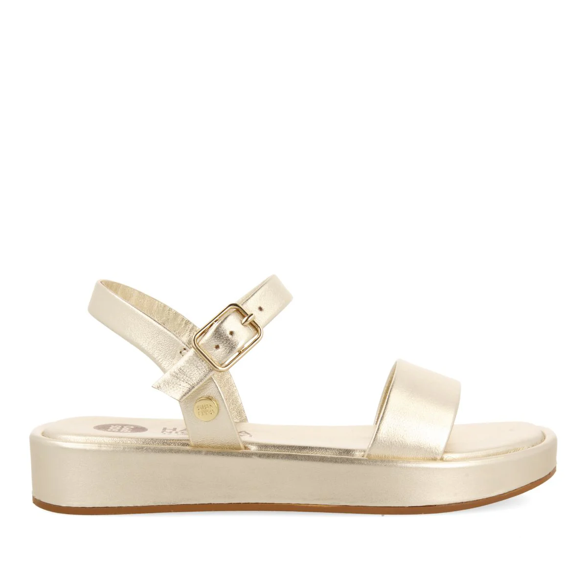 GOLDEN LEATHER AND FLOOR SANDALS WITH VOLUME FOR GIRL AND BOY SHEZE