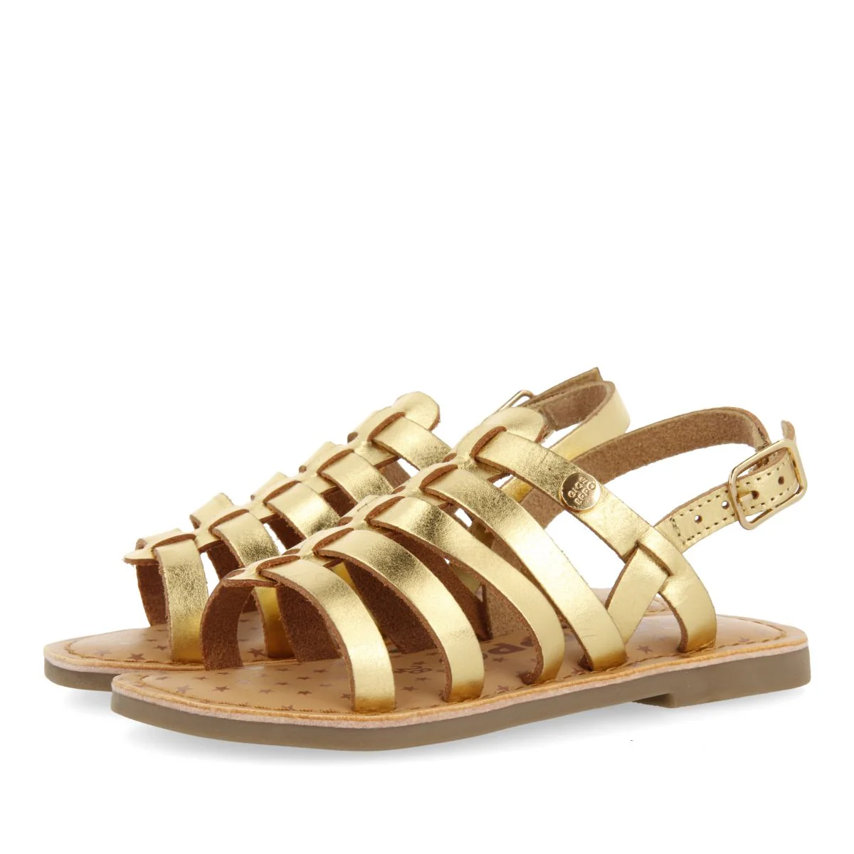 GOLDEN LEATHER ROMAN STYLE SANDALS FOR GIRL AND BOY LENI - Image 2
