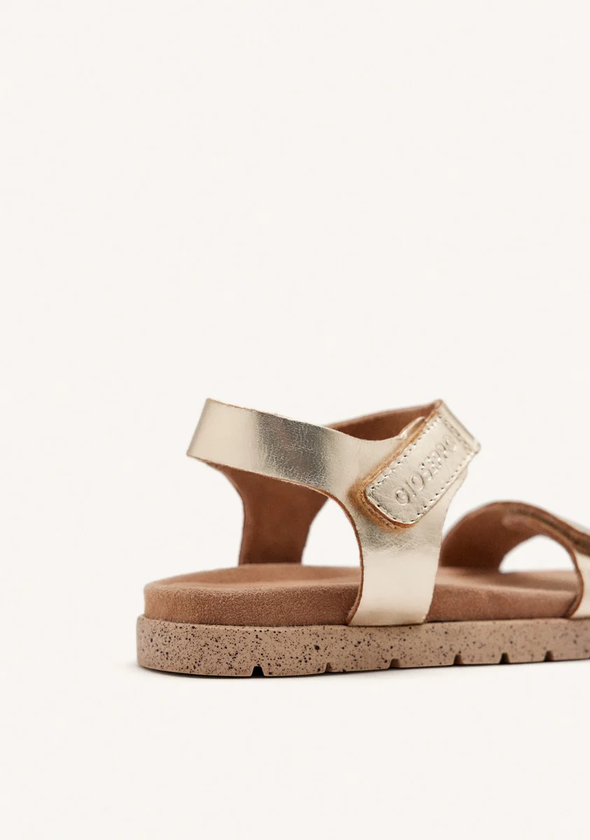 GOLDEN LEATHER SANDALS WITH ADJUSTABLE CLOSURES AND BIO-TYPE SOLE FOR BOYS AND GIRLS BUDE - Image 3