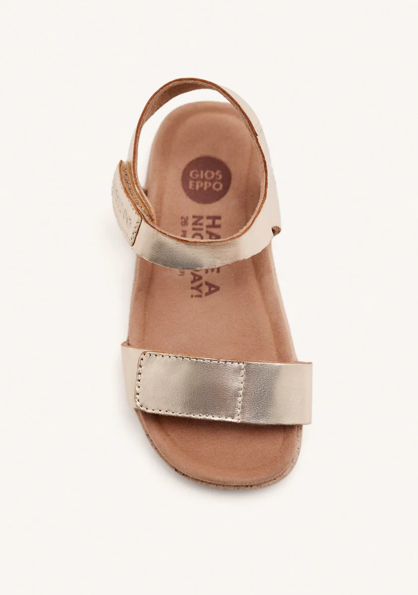 GOLDEN LEATHER SANDALS WITH ADJUSTABLE CLOSURES AND BIO-TYPE SOLE FOR BOYS AND GIRLS BUDE - Image 4