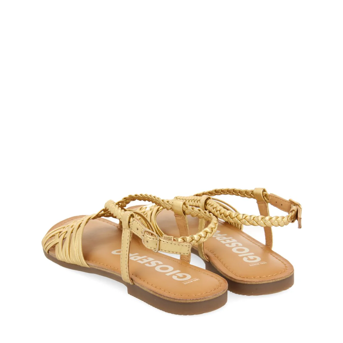 GOLDEN LEATHER SANDALS WITH CROSS STRAPS FOR WOMEN AIDONE - Image 3