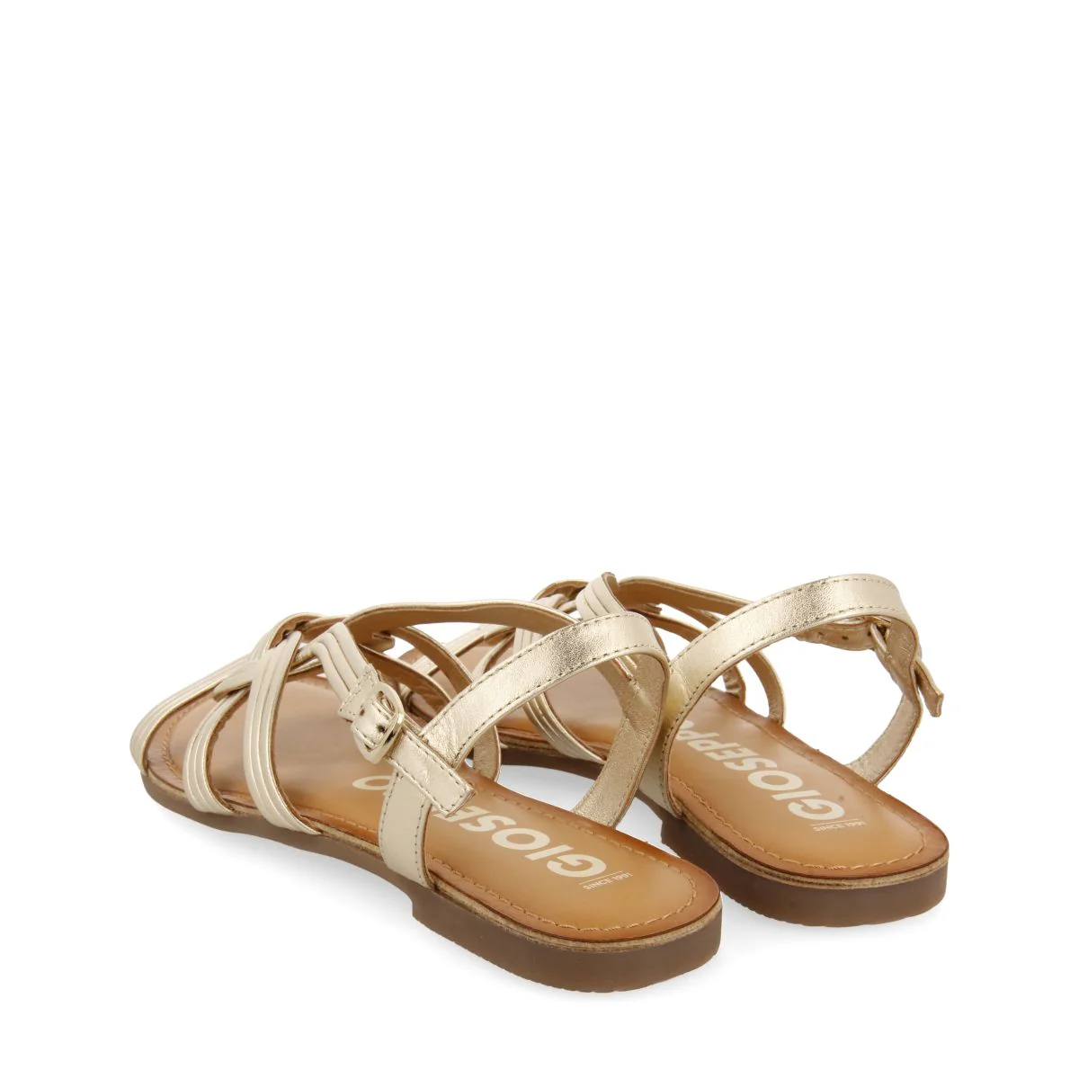 GOLDEN LEATHER SANDALS WITH CROSS STRAPS FOR WOMEN GOLAJ - Image 3