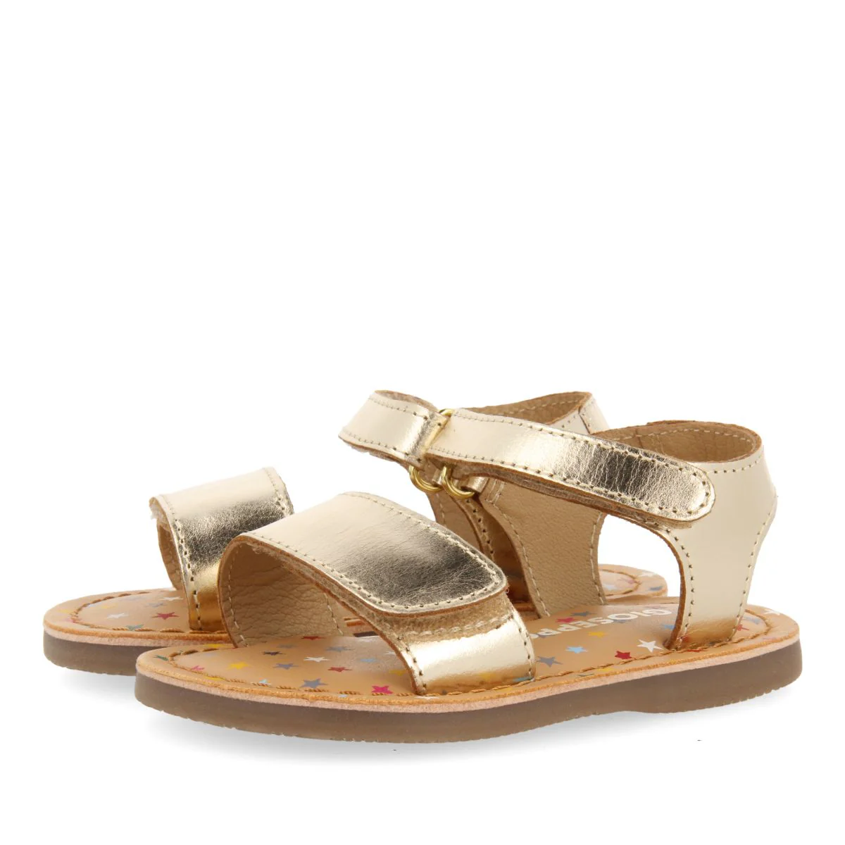 GOLDEN LEATHER SANDALS WITH FANTASY PRINT FOR BABY HIMARE - Image 2