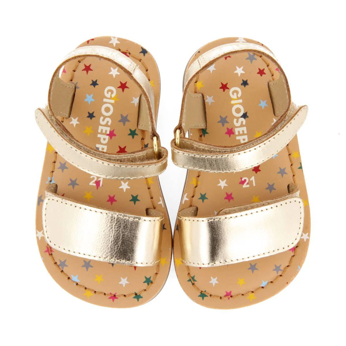 GOLDEN LEATHER SANDALS WITH FANTASY PRINT FOR BABY HIMARE - Image 4